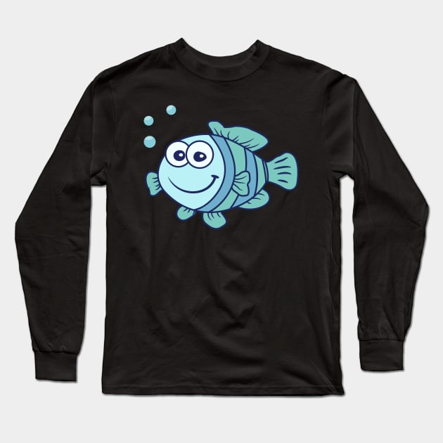 Fish With Water Bubbles Long Sleeve T-Shirt by Tesszero